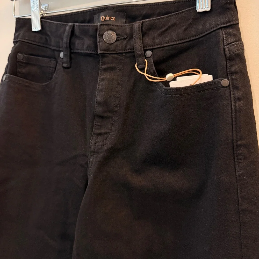 Quince Bella Stretch Wide Leg Jeans Denim Date Trip Vaca Black 26 Regular NWT - Picture 5 of 13